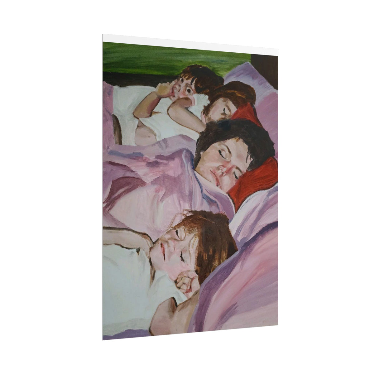 Rolled Poster - Peaceful Family Nap Art Print (Children Sleeping Illustration)