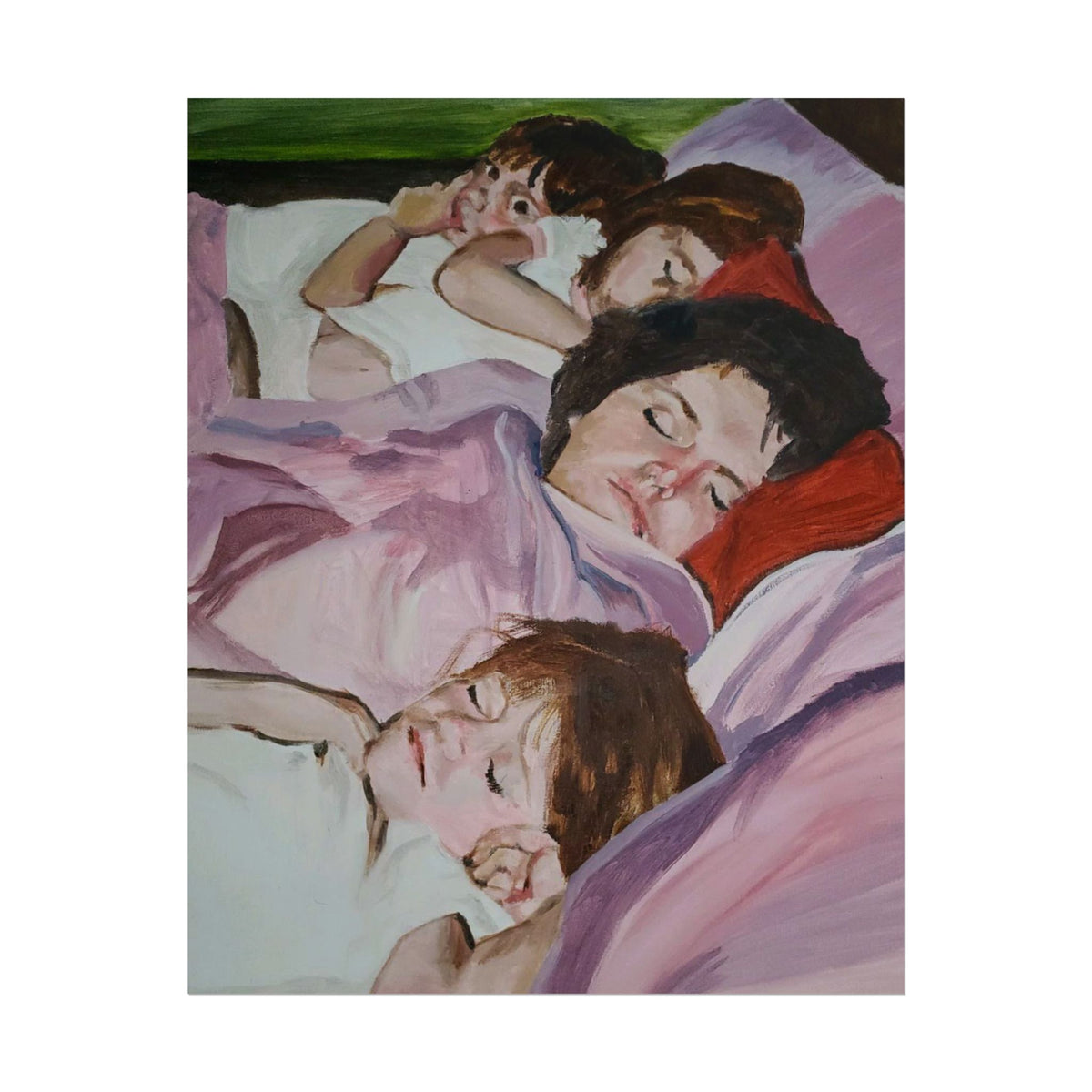 Rolled Poster - Peaceful Family Nap Art Print (Children Sleeping Illustration)