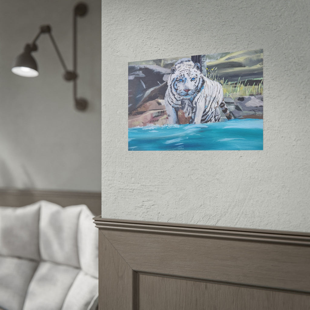 White Tiger Watercolor Poster — Rolled Art Print for Wildlife Lovers