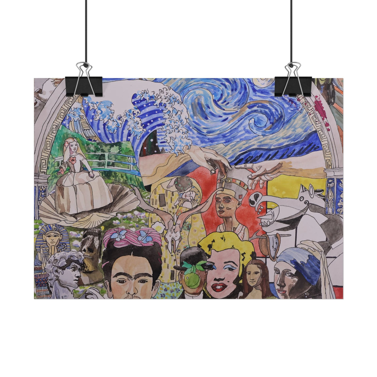 Watercolor Classics Painted Collage Art Rolled Poster — Pop Culture & Classic Masterpieces Wall Print