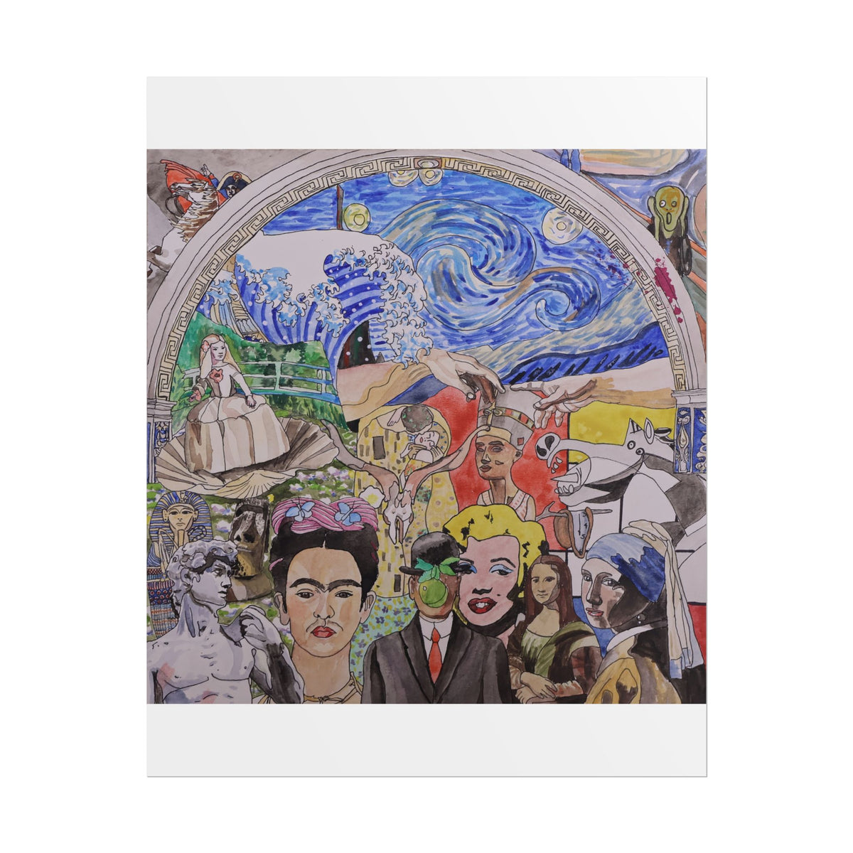 Watercolor Classics Painted Collage Art Rolled Poster — Pop Culture & Classic Masterpieces Wall Print