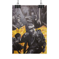 Rolled Poster — Dramatic Protest Art Print (Black & Yellow Figurative Scene)
