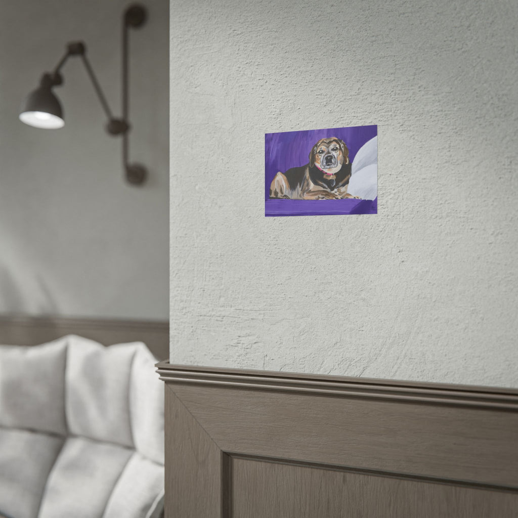 Beagle Portrait Poster - Rolled Wall Art, Hand-Painted Dog Print on Purple Background
