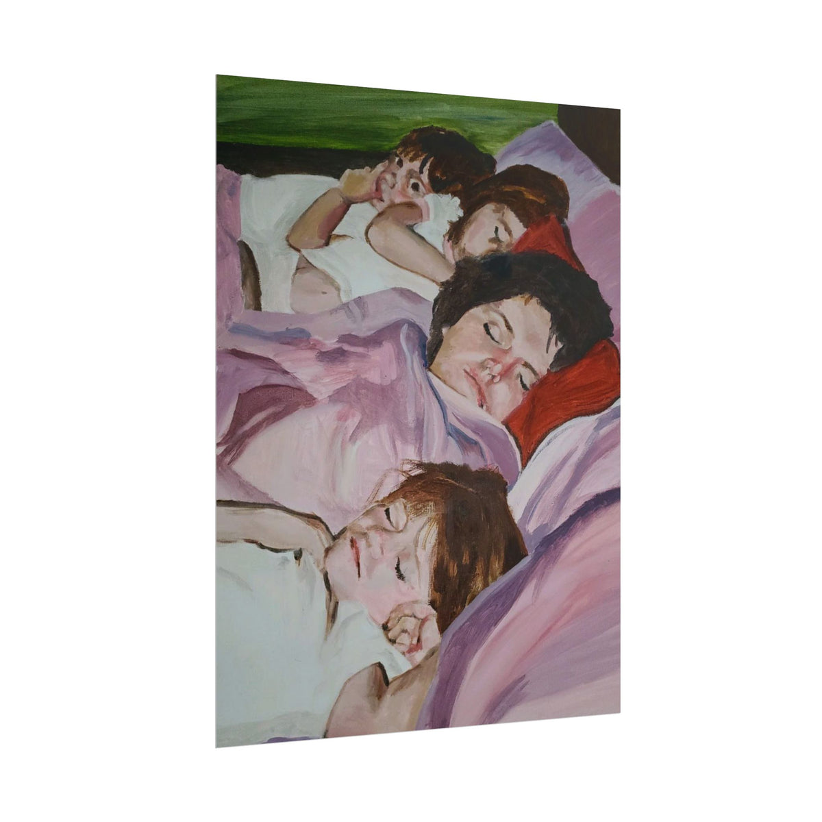 Rolled Poster - Peaceful Family Nap Art Print (Children Sleeping Illustration)