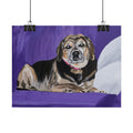Beagle Portrait Poster - Rolled Wall Art, Hand-Painted Dog Print on Purple Background