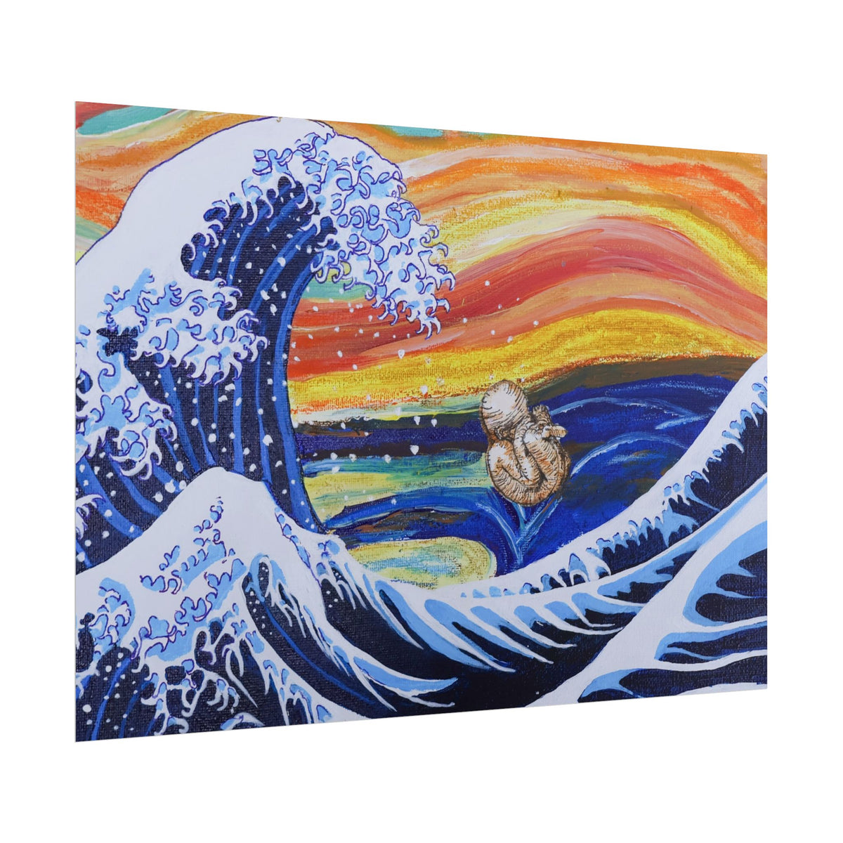 Tossed About- Art Parody Poster of a The Great Wave off Kanagawa, The Scream, and Studies of the Fetus in the Womb