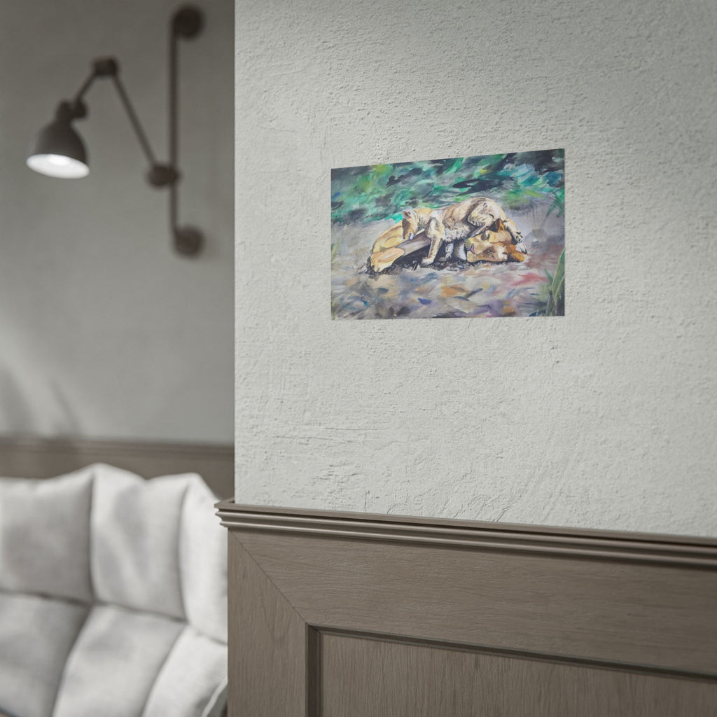 Sleeping Dogs Watercolor Poster — Peaceful Canine Wall Art for Home & Pet Lovers