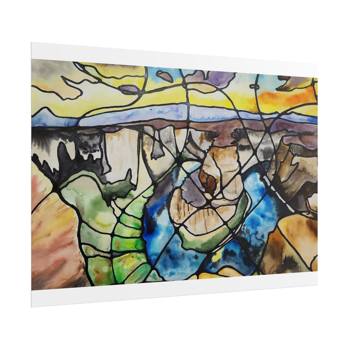 Abstract Canyon Watercolor Poster — Rolled Art Print