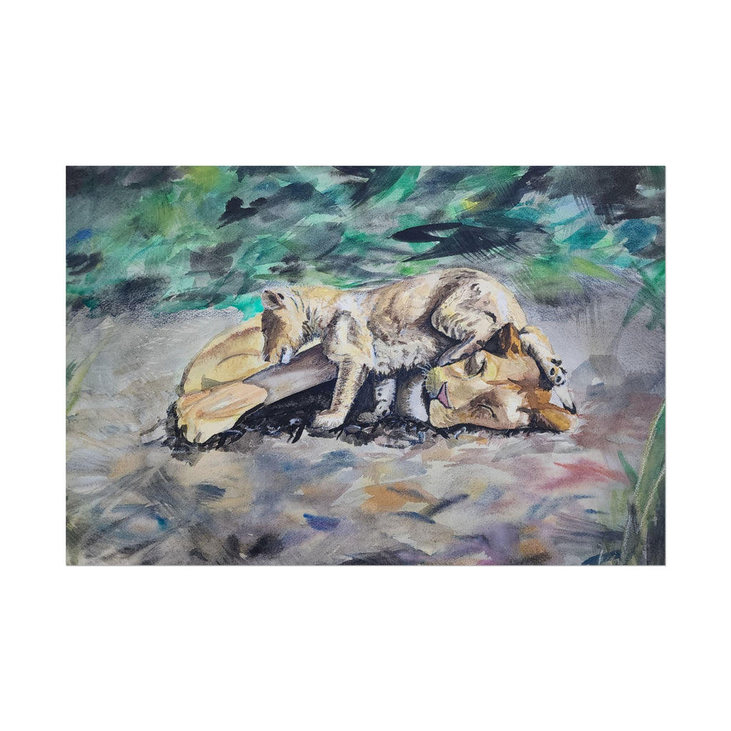 Sleeping Dogs Watercolor Poster — Peaceful Canine Wall Art for Home & Pet Lovers