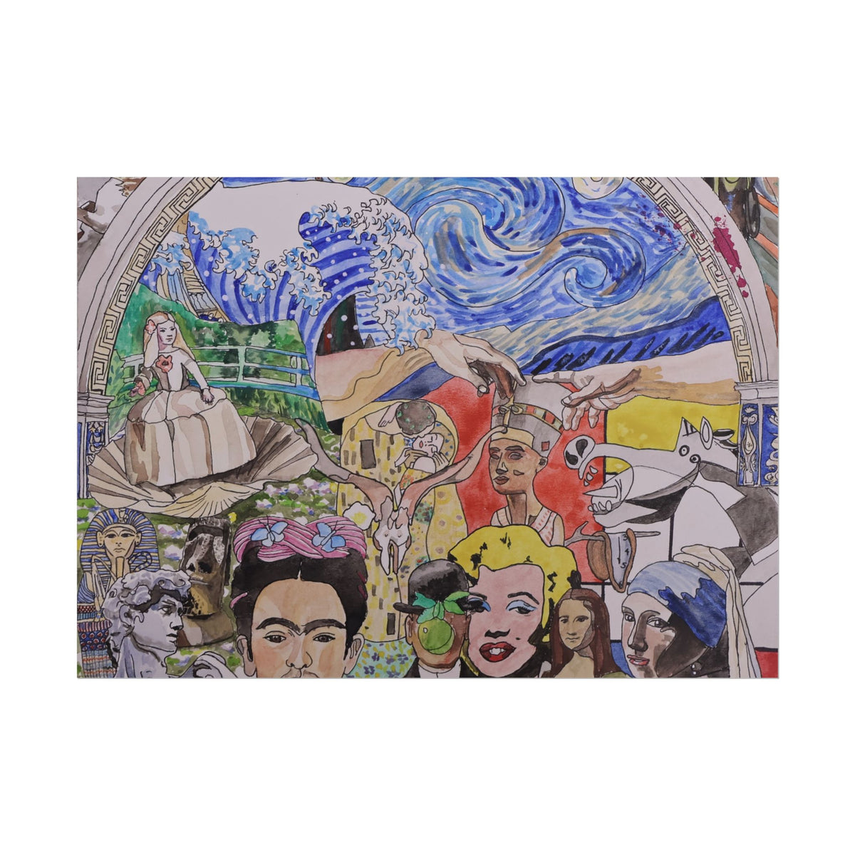 Watercolor Classics Painted Collage Art Rolled Poster — Pop Culture & Classic Masterpieces Wall Print