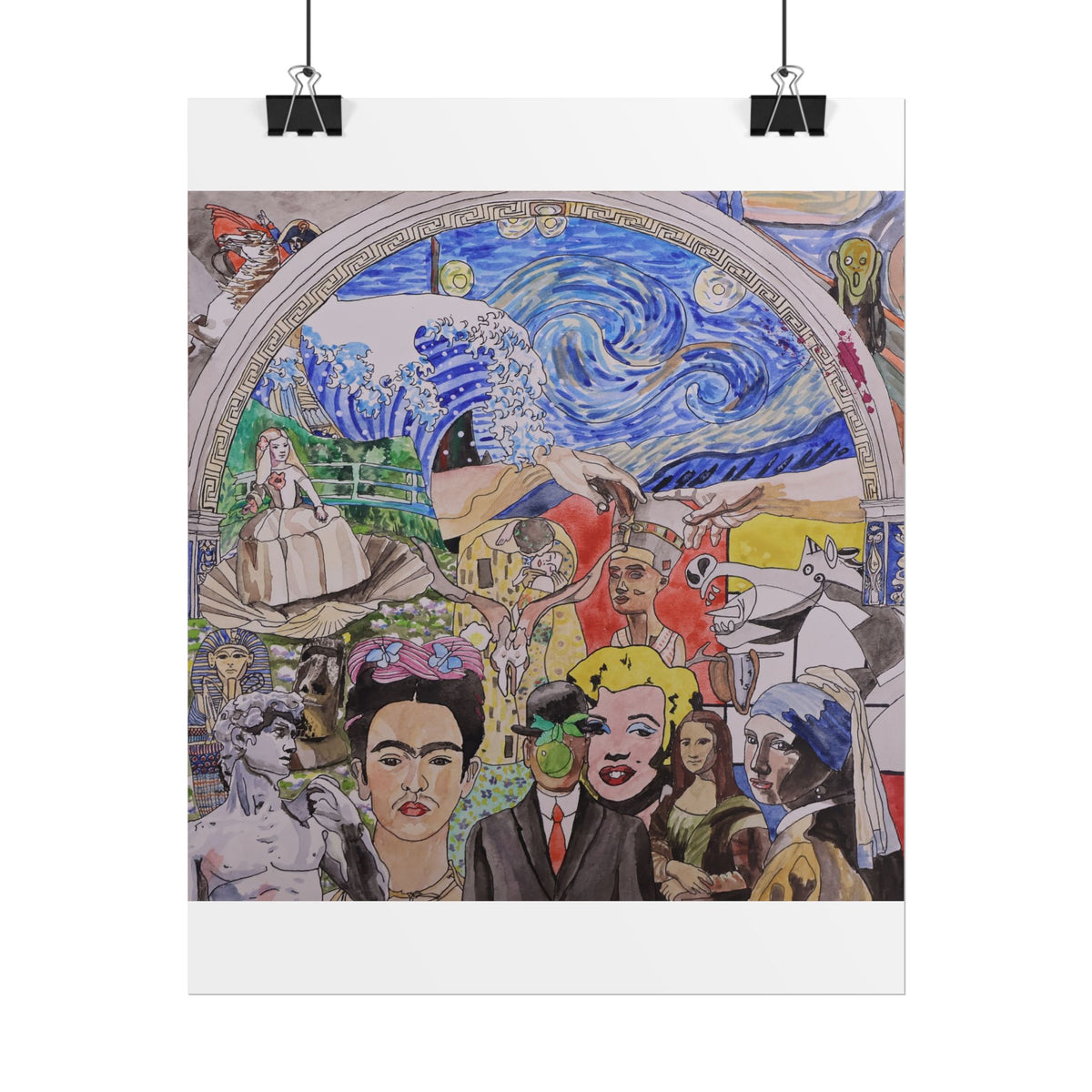 Watercolor Classics Painted Collage Art Rolled Poster — Pop Culture & Classic Masterpieces Wall Print
