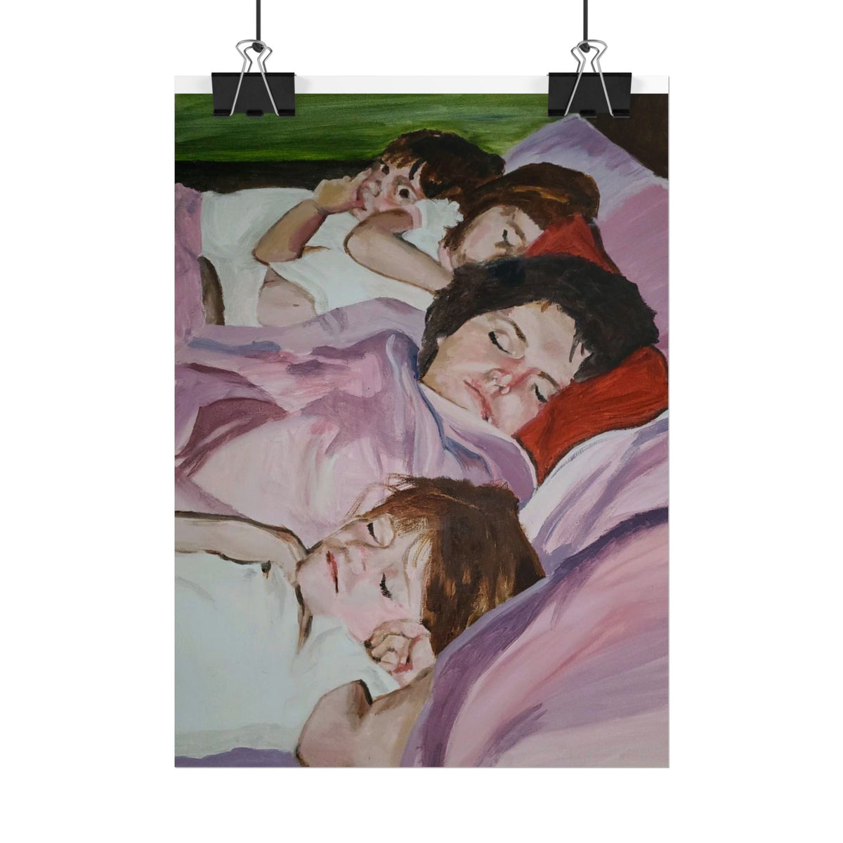 Rolled Poster - Peaceful Family Nap Art Print (Children Sleeping Illustration)
