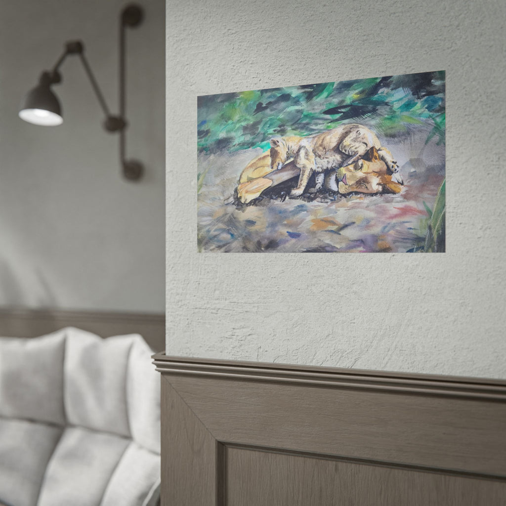 Sleeping Dogs Watercolor Poster — Peaceful Canine Wall Art for Home & Pet Lovers