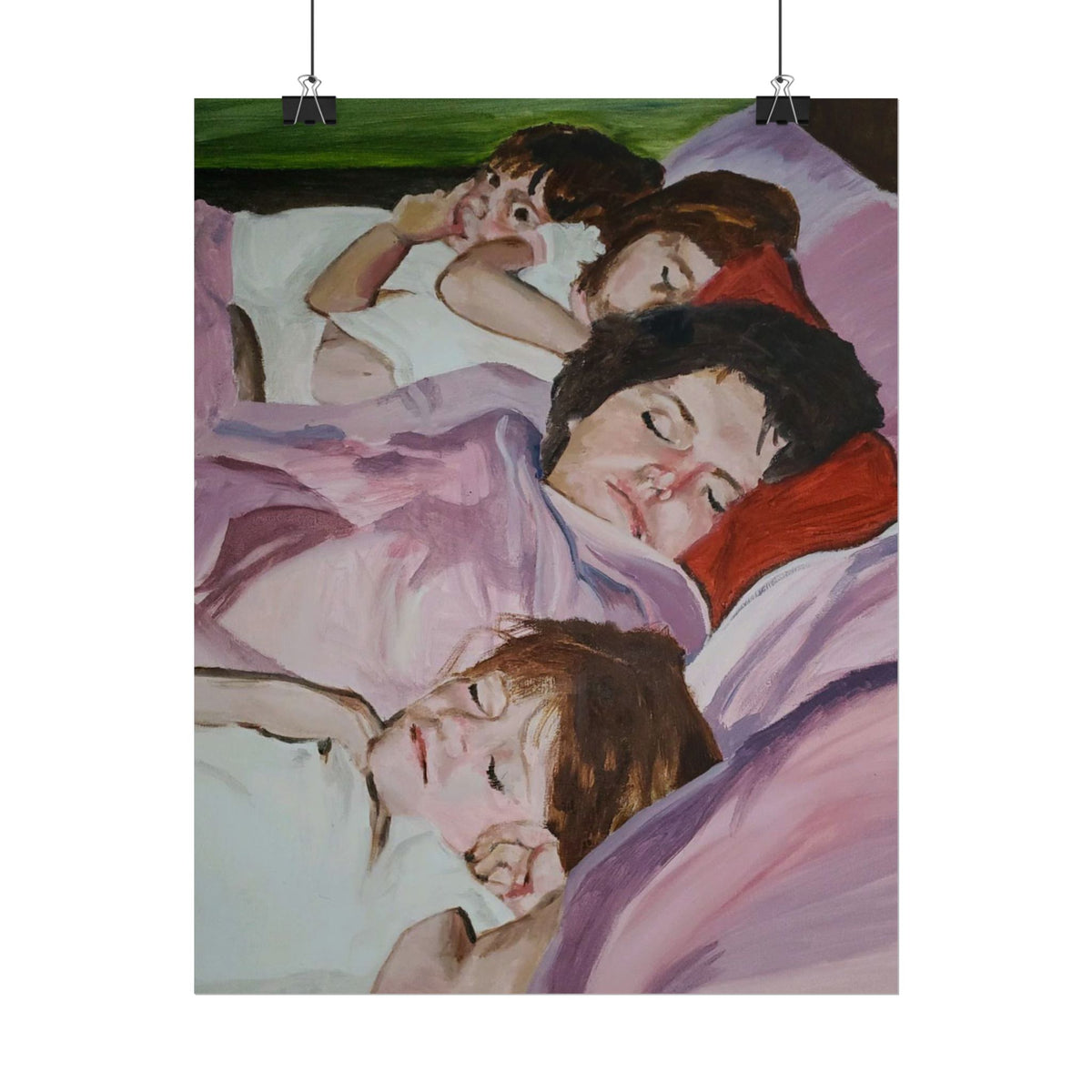 Rolled Poster - Peaceful Family Nap Art Print (Children Sleeping Illustration)