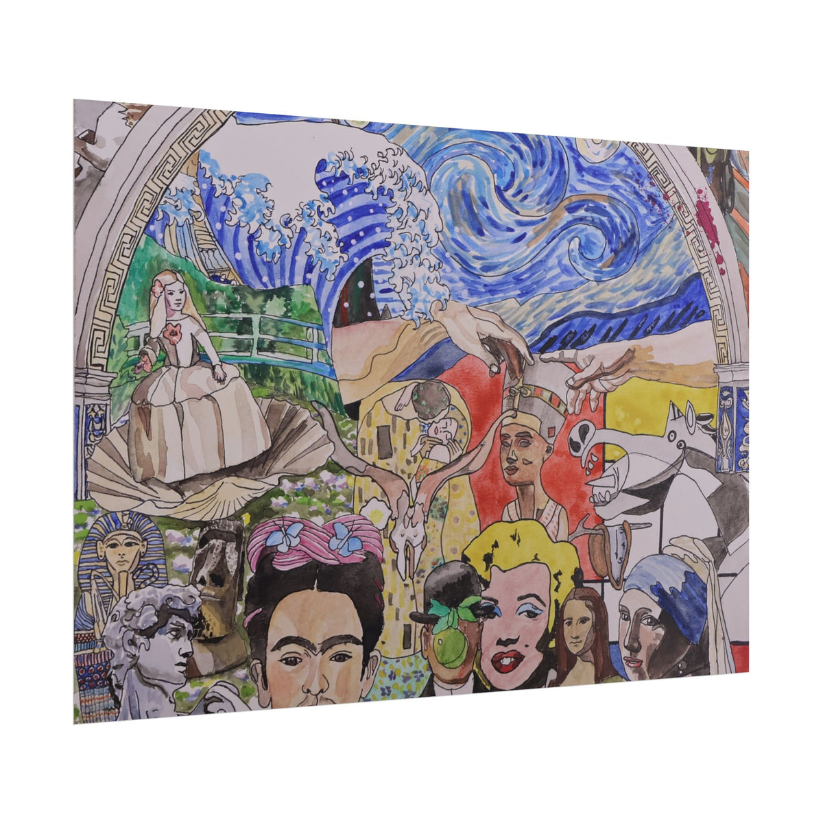 Watercolor Classics Painted Collage Art Rolled Poster — Pop Culture & Classic Masterpieces Wall Print