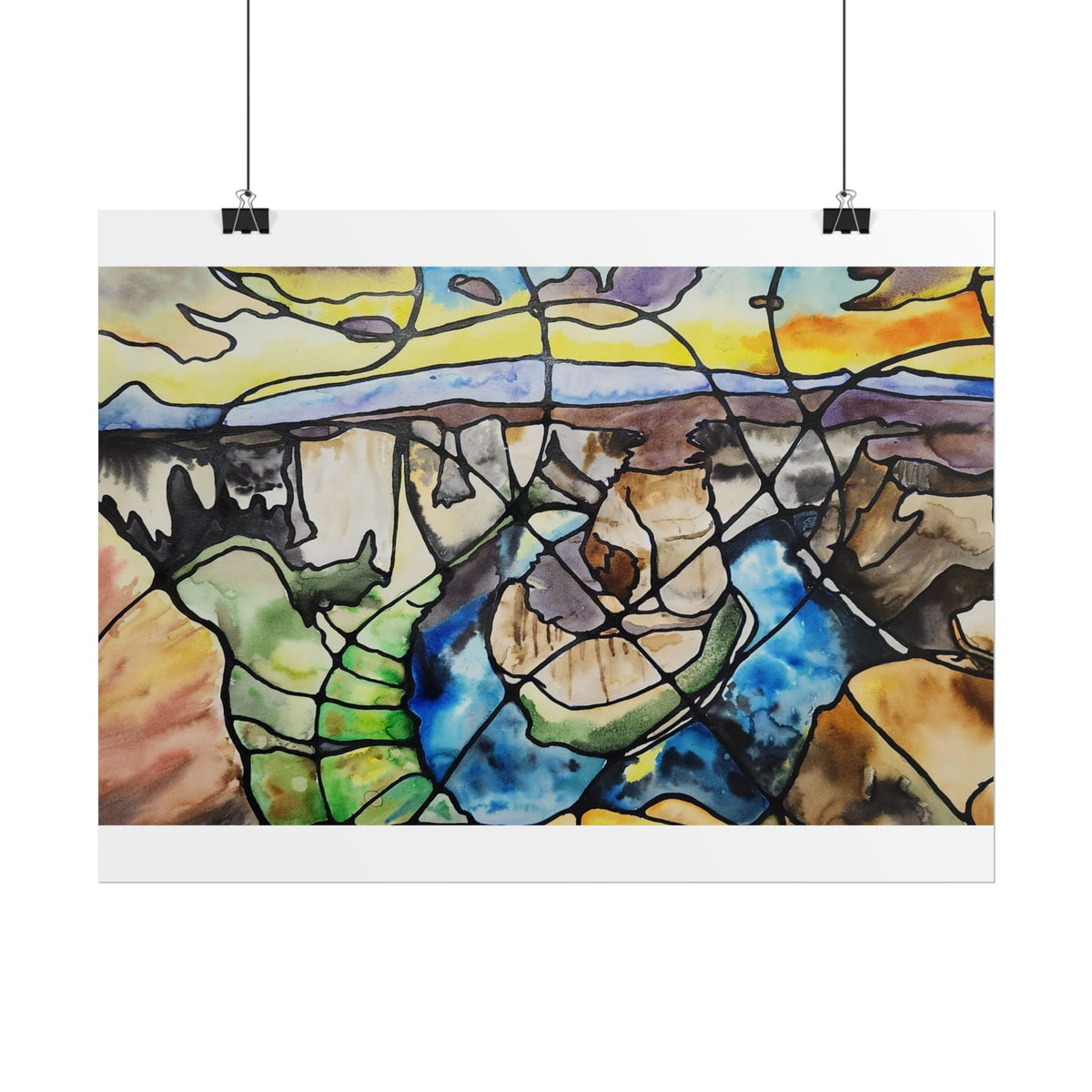Abstract Canyon Watercolor Poster — Rolled Art Print