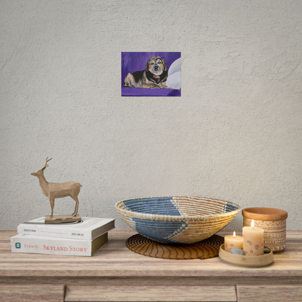 Beagle Portrait Poster - Rolled Wall Art, Hand-Painted Dog Print on Purple Background