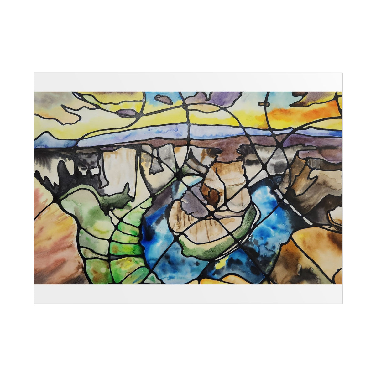 Abstract Canyon Watercolor Poster — Rolled Art Print