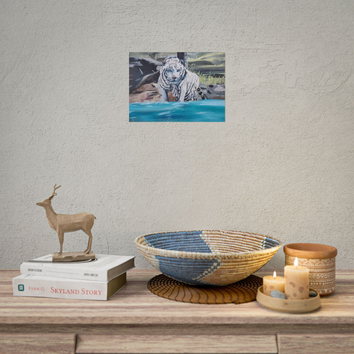 White Tiger Watercolor Poster — Rolled Art Print for Wildlife Lovers