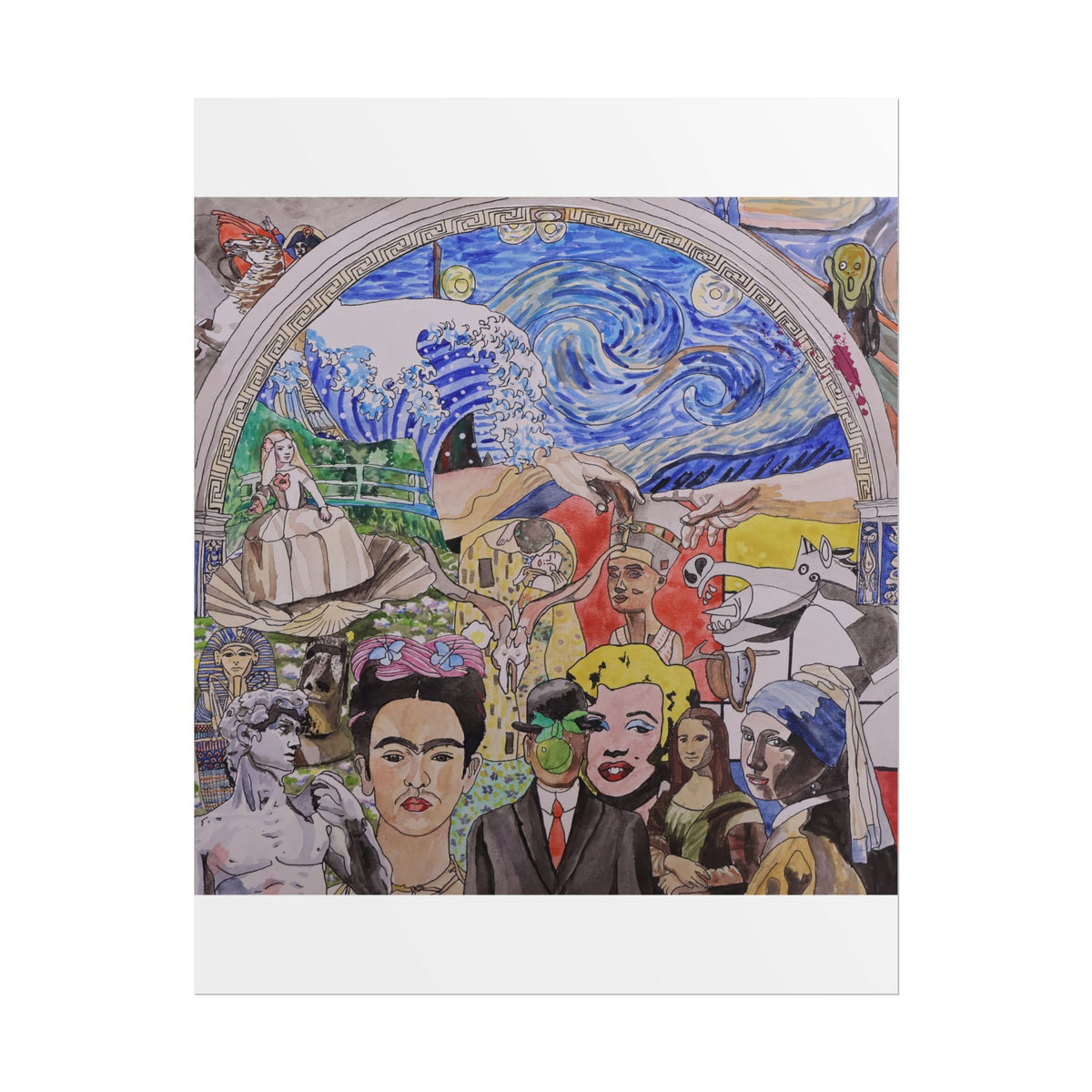 Watercolor Classics Painted Collage Art Rolled Poster — Pop Culture & Classic Masterpieces Wall Print