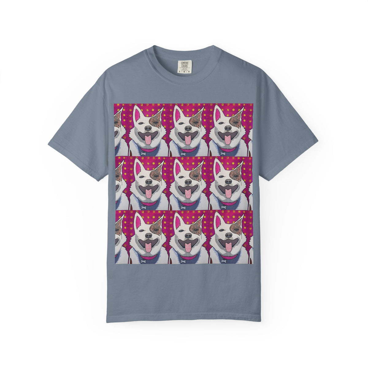 Happy Husky Pop Art T-Shirt — Repeating Cute Dog Portraits