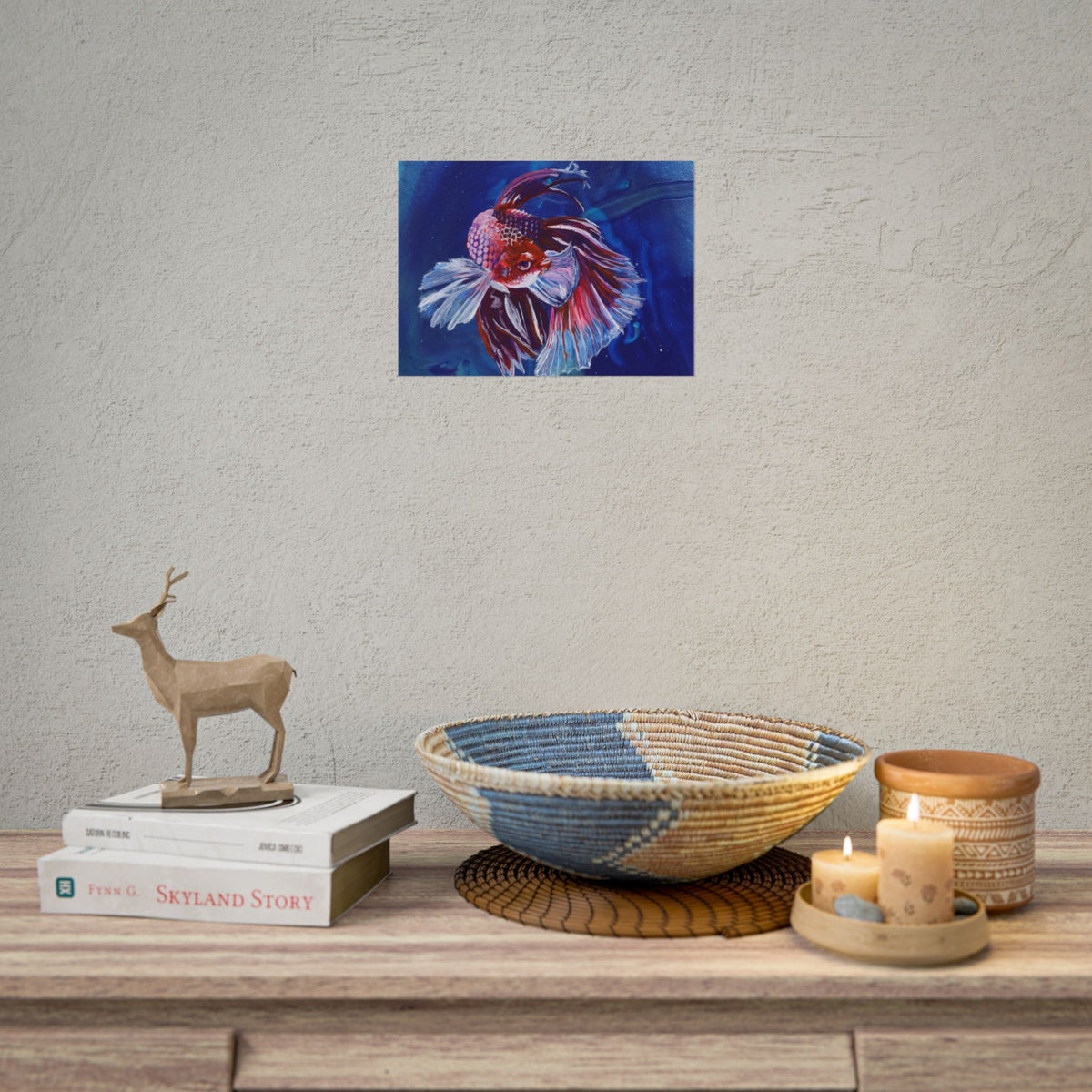 Betta Fish Wall Art Poster — Colorful Koi-Style Betta Rolled Poster