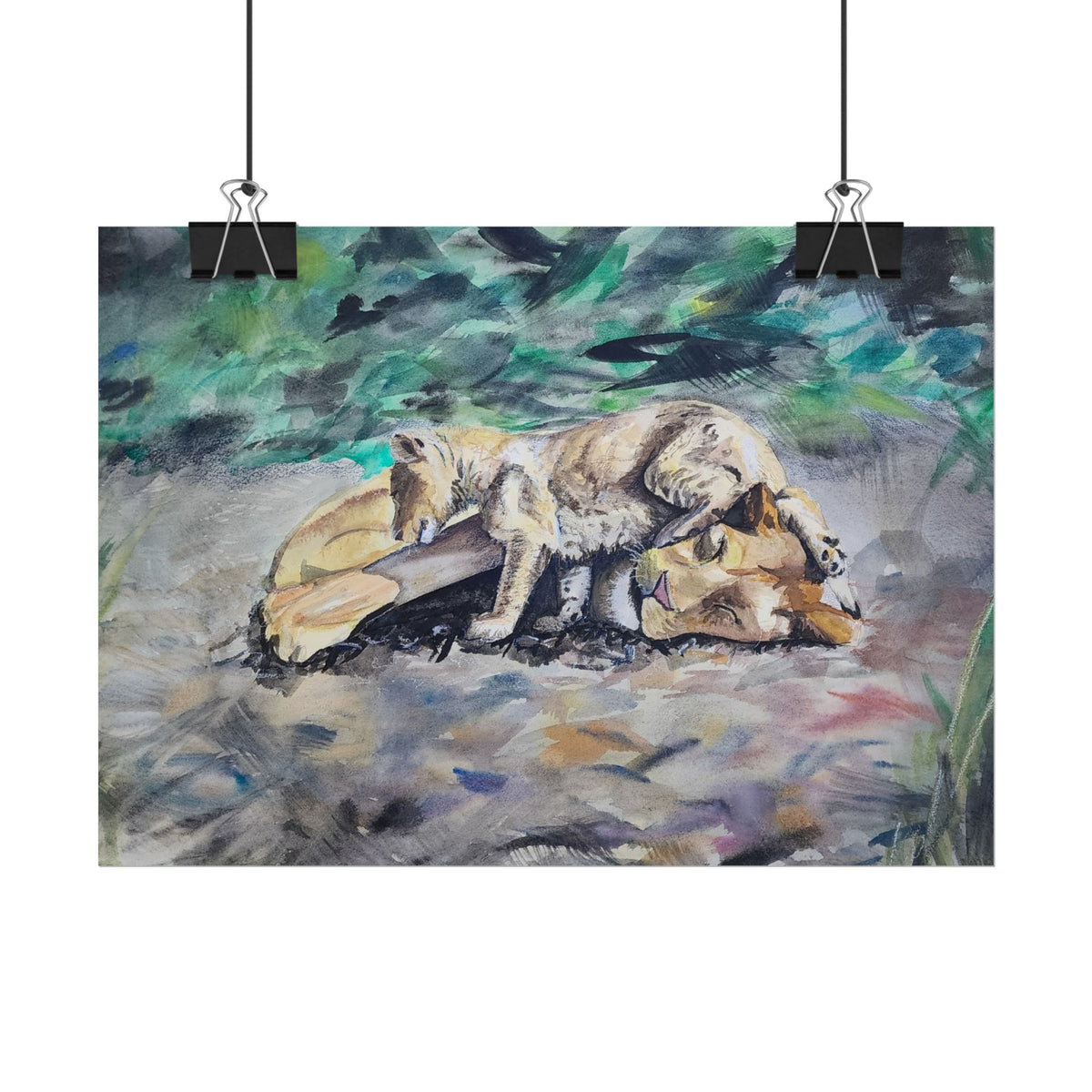 Sleeping Dogs Watercolor Poster — Peaceful Canine Wall Art for Home & Pet Lovers