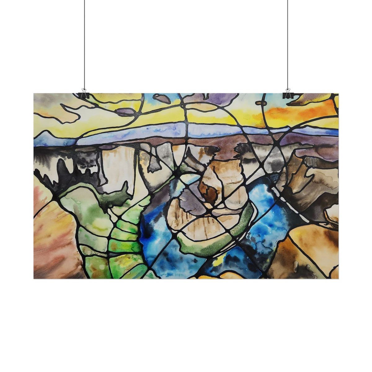 Abstract Canyon Watercolor Poster — Rolled Art Print