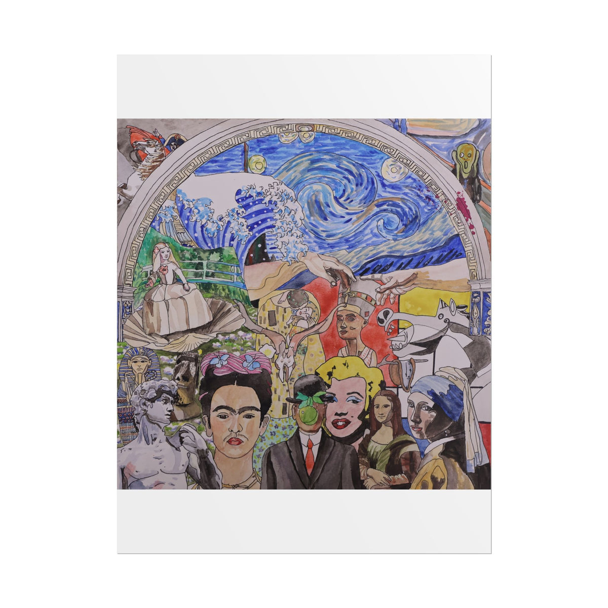 Watercolor Classics Painted Collage Art Rolled Poster — Pop Culture & Classic Masterpieces Wall Print