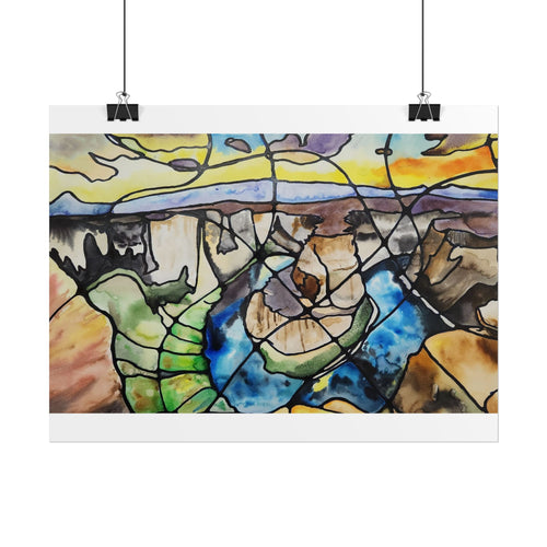 Abstract Canyon Watercolor Poster — Rolled Art Print